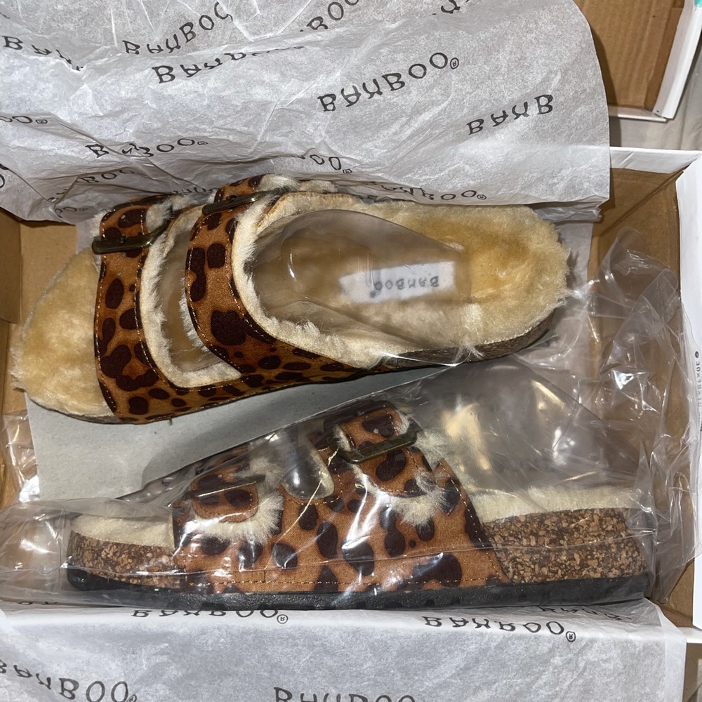 Brand new fuzzy sandals